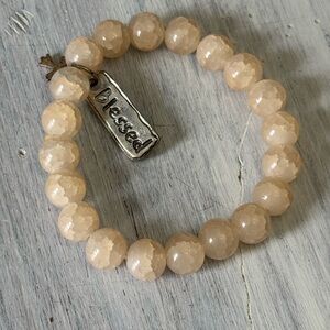 Blessed Natural Agate Bead Stretch Bracelet